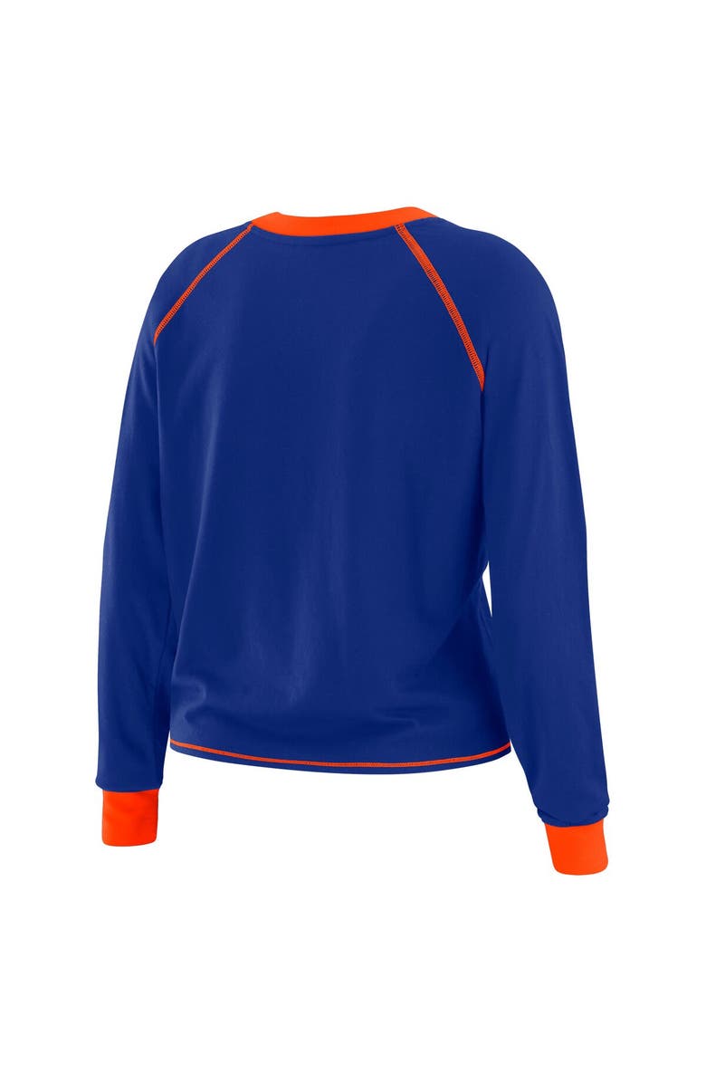 WEAR by Erin Andrews Women's WEAR by Erin Andrews Royal/Orange Denver Broncos Tie-Front Long Sleeve Top, Alternate, color, Royal