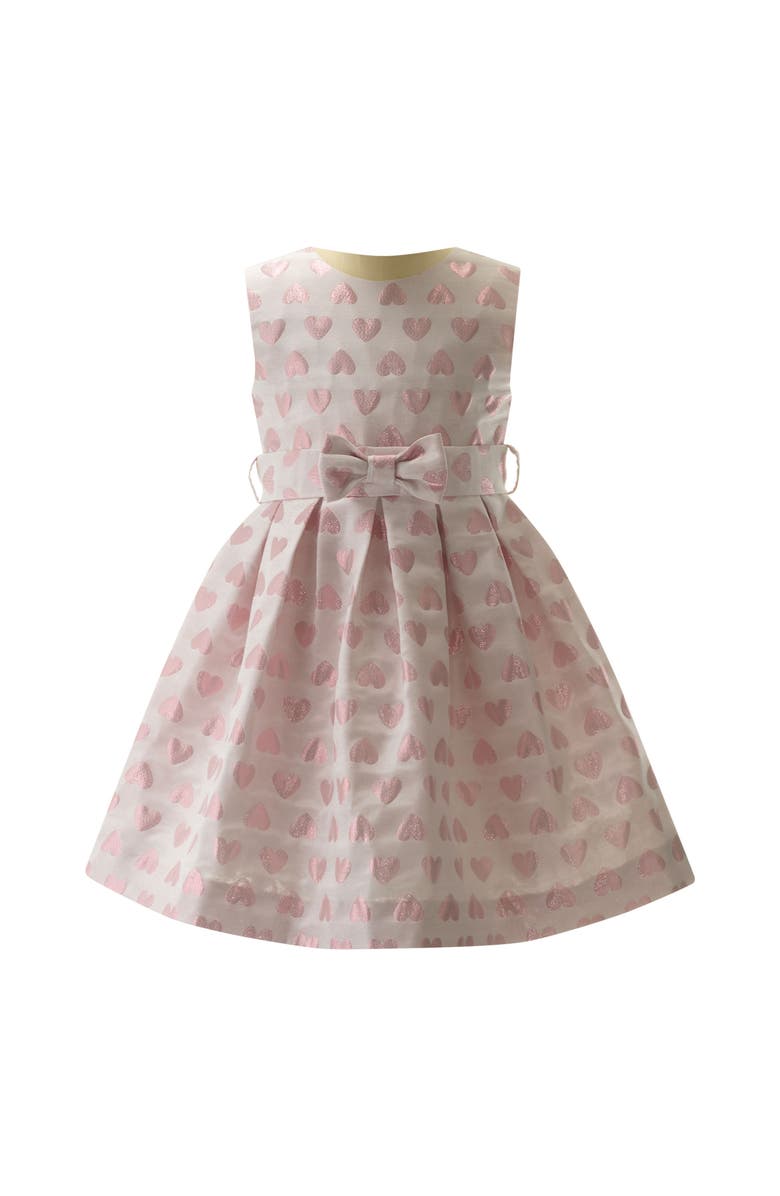 Rachel Riley Sleeveless Heart Damask Dress, Main, color, Pink