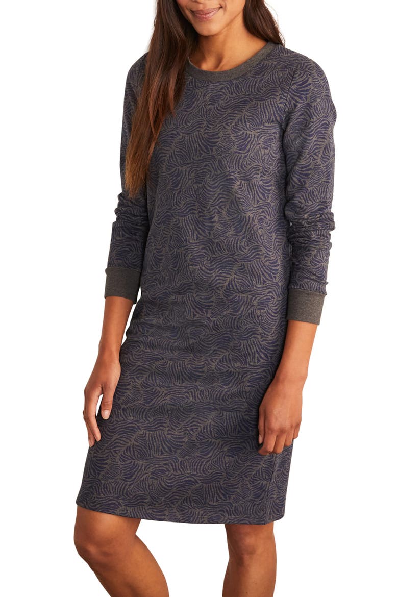 Crewneck Sweatshirt Dress, Main, color, CHARCOAL MARL, RIPPLE WAVE