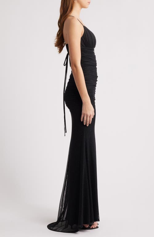 City Studio Glitter Mesh Strappy Dress In Black