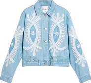 Desigual Beaded Lace Detail Denim Trucker Jacket