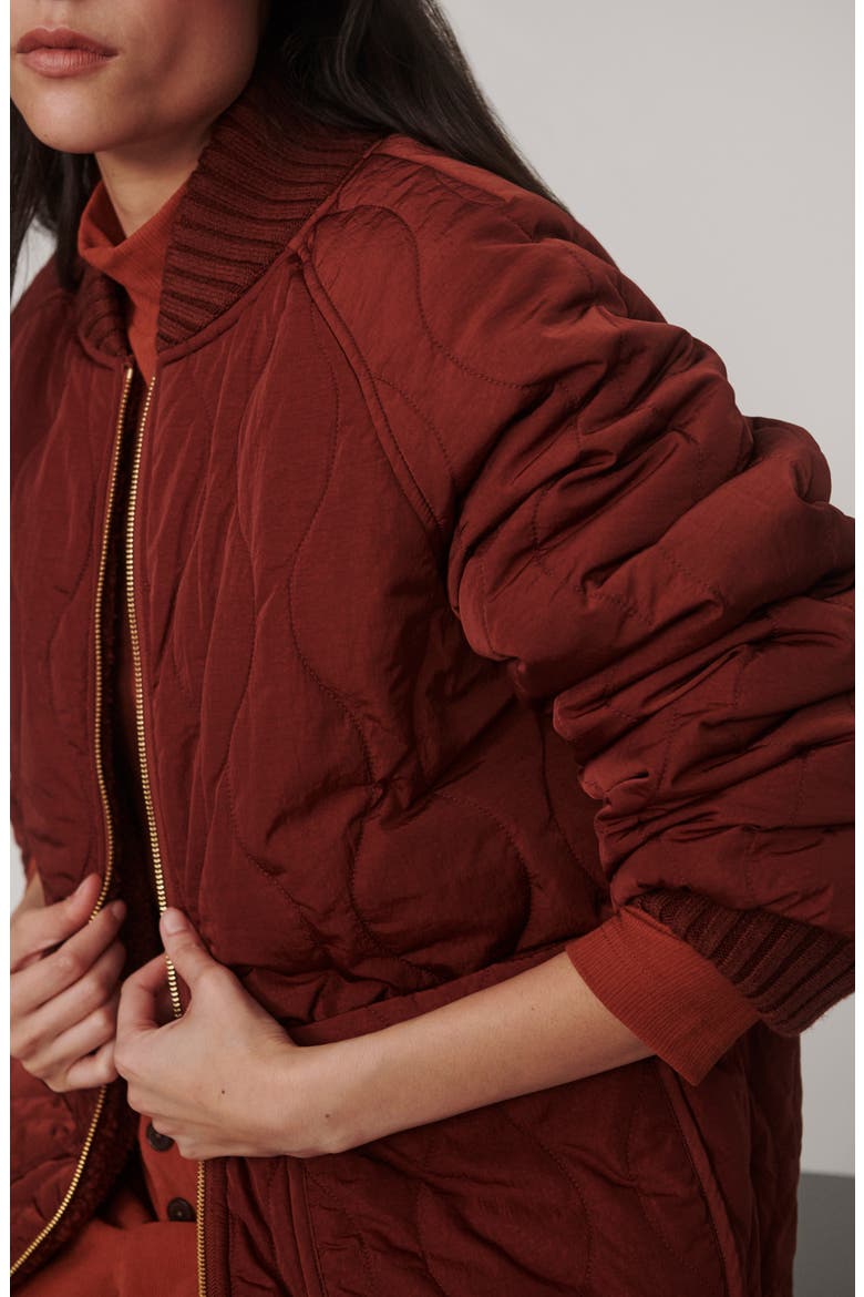 Serina Reversible Quilted Bomber Jacket, Main, color, CHERRY MAHOGANY