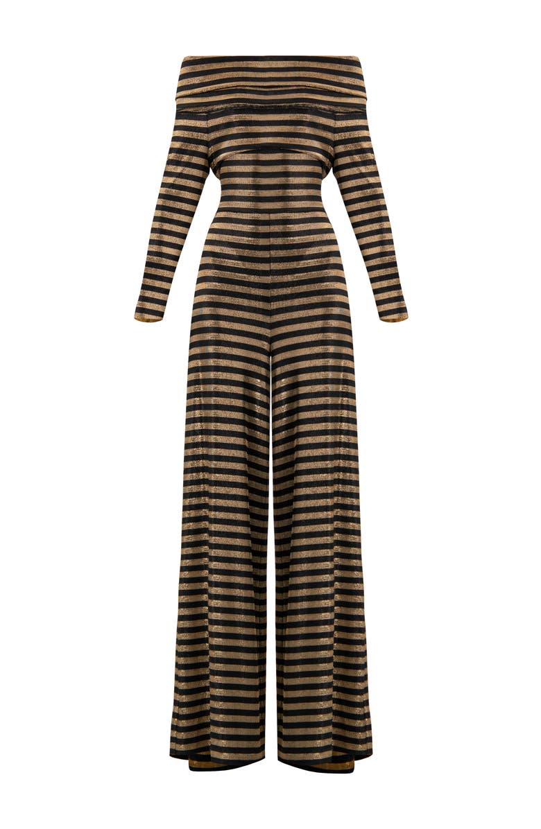 IVONNE Off-Shoulder Bardot Jumpsuit, Alternate, color, Black