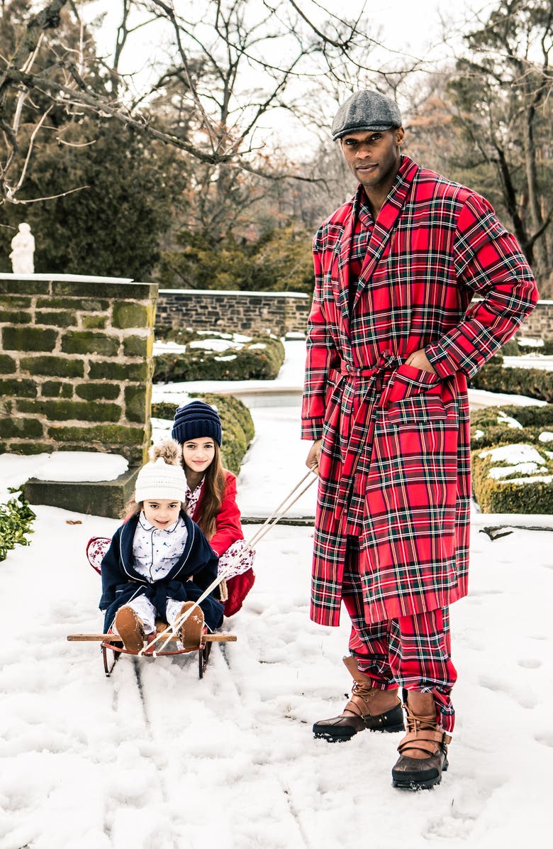 Petite Plume Imperial Tartan Plaid Flannel Robe, Alternate, color,