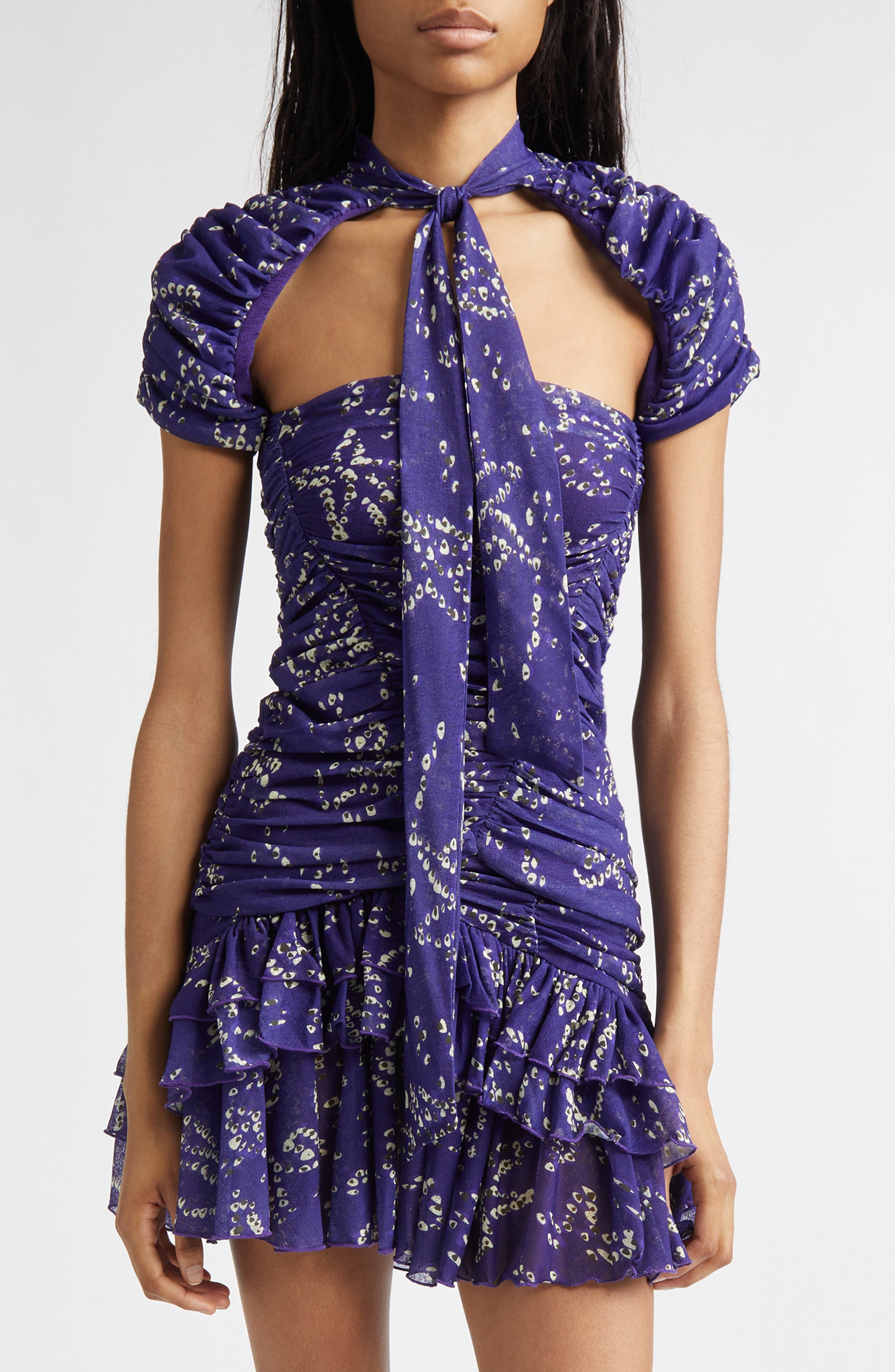 Fiora Floral Ruched Cutout Top