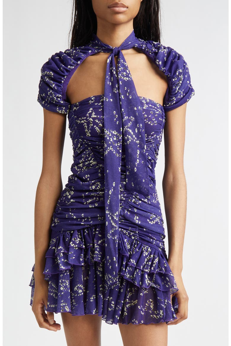 Fiora Floral Ruched Cutout Top, Main, color, PURPLE