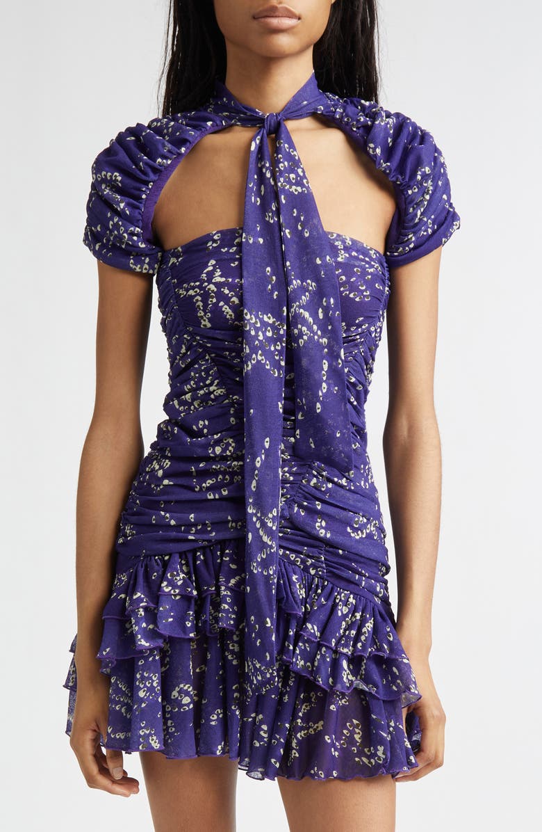Siedrés Fiora Floral Ruched Cutout Top, Main, color, Purple