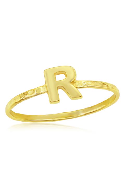 Yellow Gold Initial Band Ring
