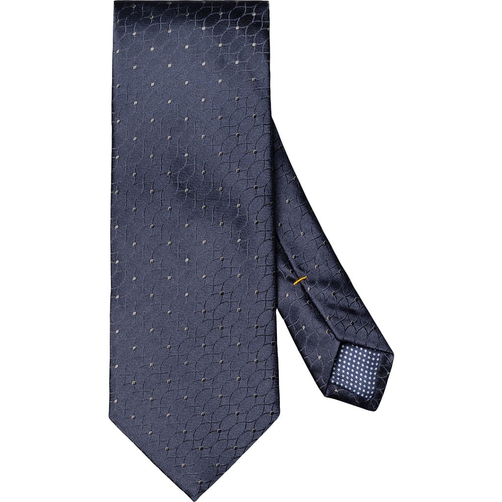 Eton Navy Patterned Silk Jacquard Tie In Blue
