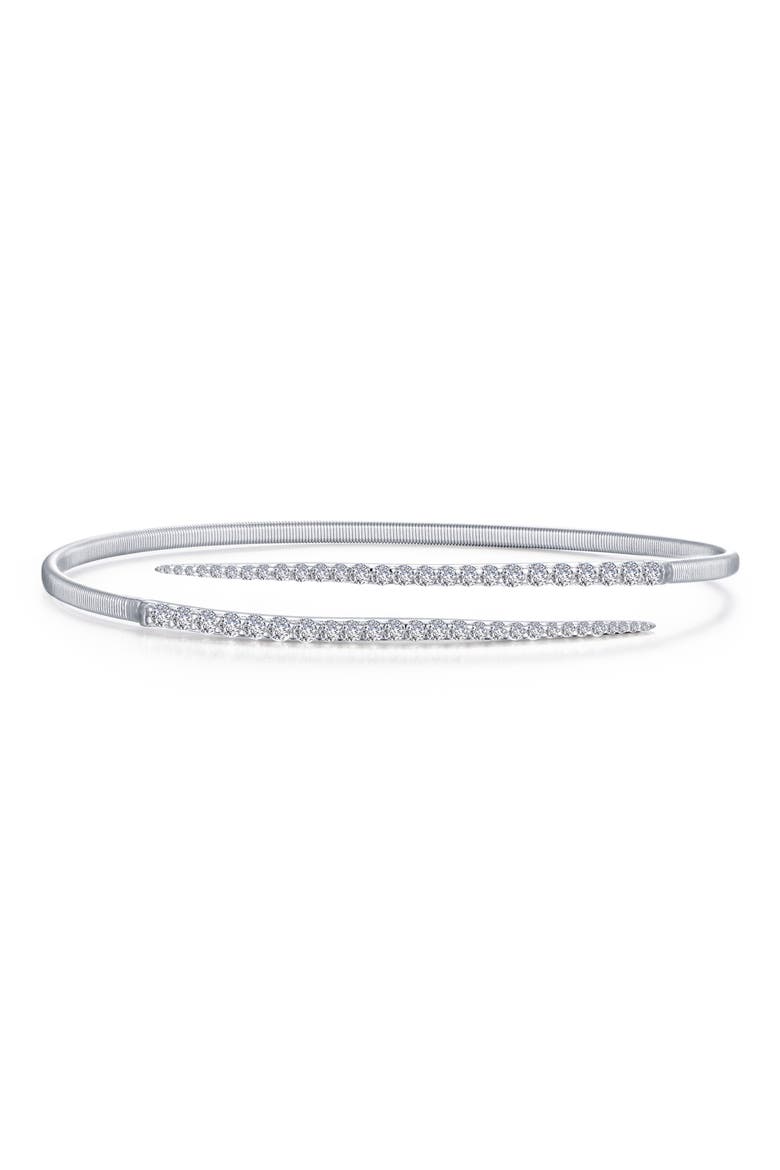 Milano Bypass Simulated Diamond Bangle Bracelet, Main, color, SILVER/ CLEAR