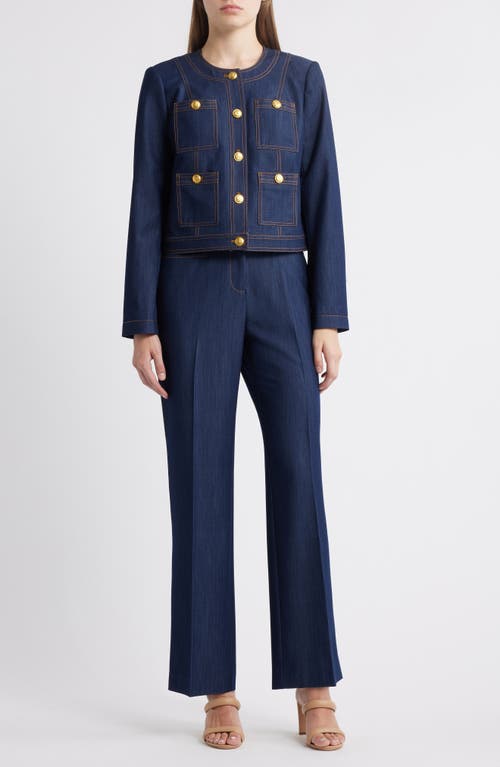 Tahari Asl Crop Denim Jacket