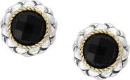 EFFY Two Tone Onyx Button Stud Earrings