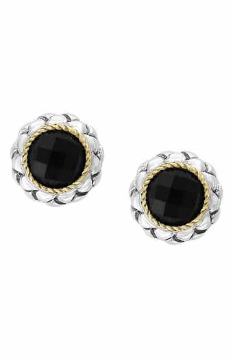 EFFY Two Tone Onyx Button Stud Earrings