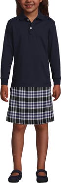 Lands' End School Uniform Kids Long Sleeve Interlock Polo Shirt