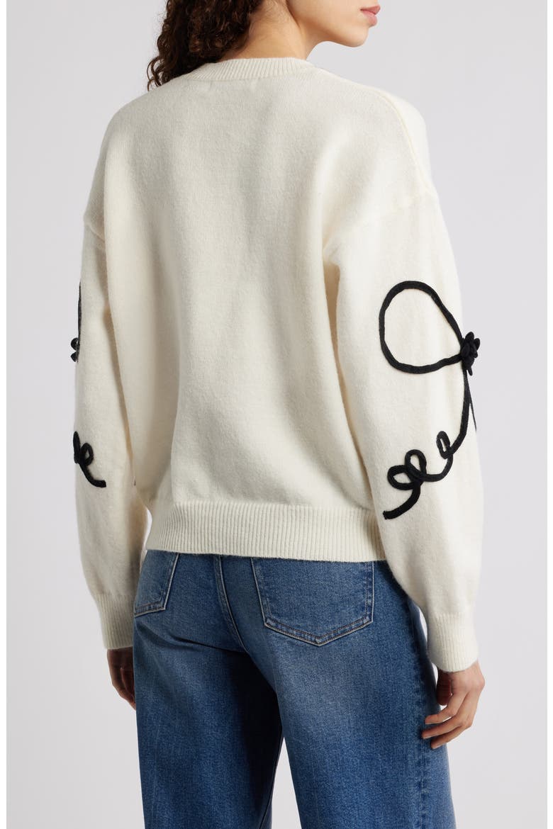 Isiora 3D Embroidered Bow Sweater, Alternate, color, CREAM