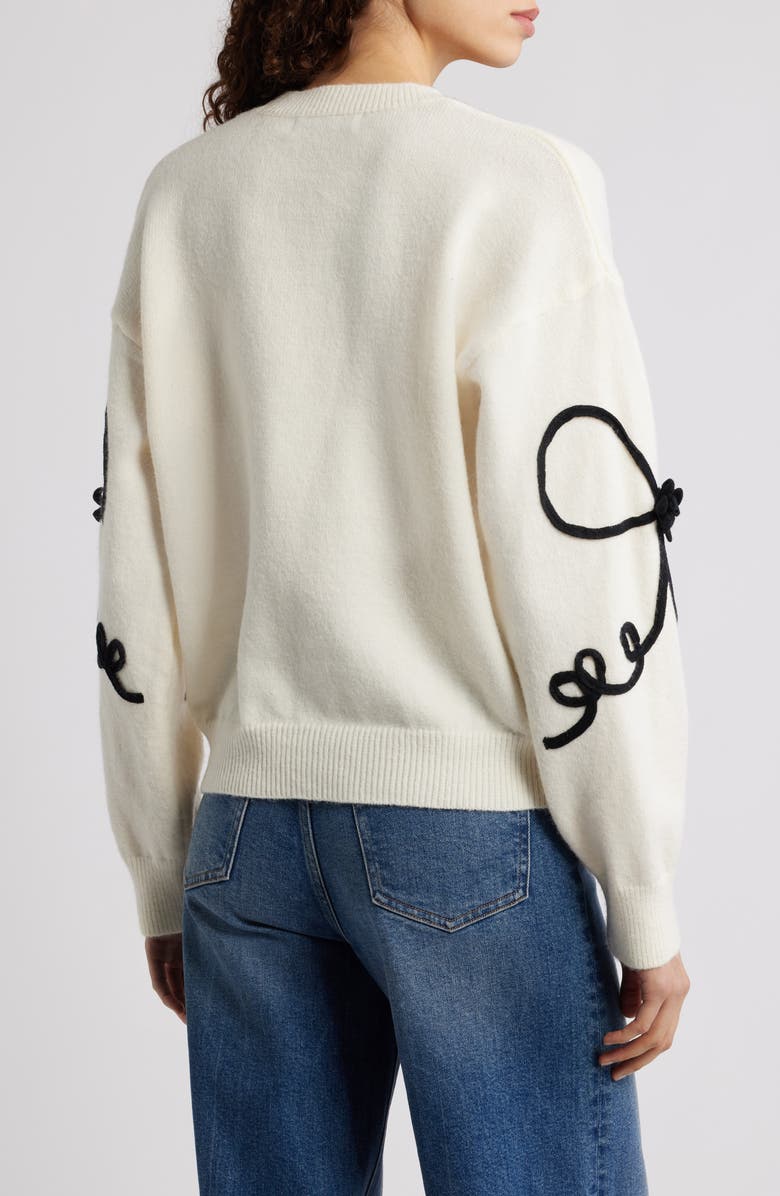Petal & Pup Isiora 3D Embroidered Bow Sweater, Alternate, color, Cream