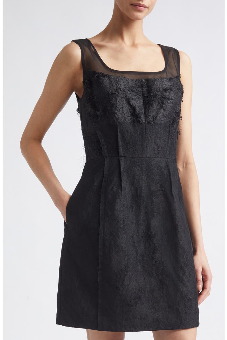 Textured Fray Jacquard Minidress, Alternate, color, BLACK