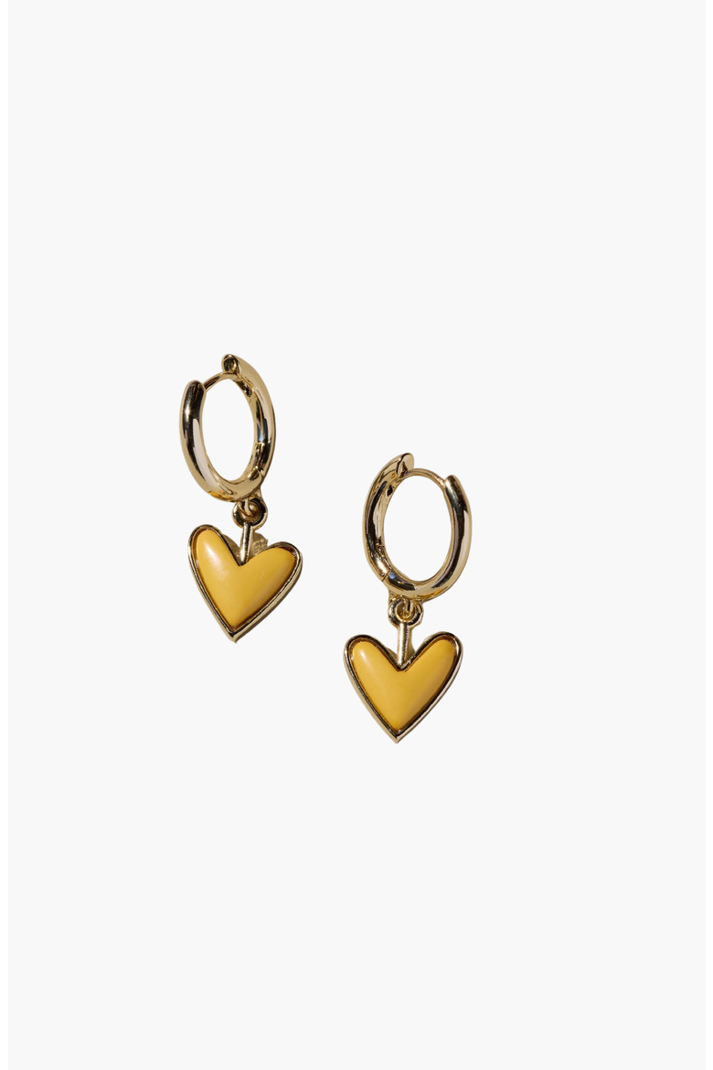 Sweetheart Huggie Earrings, Main, color, Yellow Stone / Gold Metal