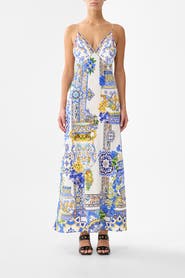 Camilla V Neck Full Length Bias Slip Dress