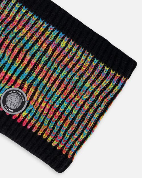 Deux Par Deux Lined Knit Neckwarmer In Multi