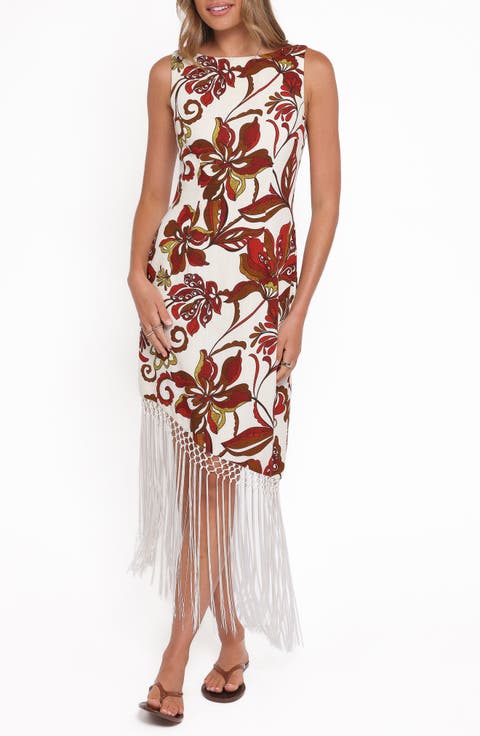 Aquarius Floral Fring Trim Dress