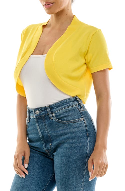 Nina Leonard Knit Bolero In Lemon