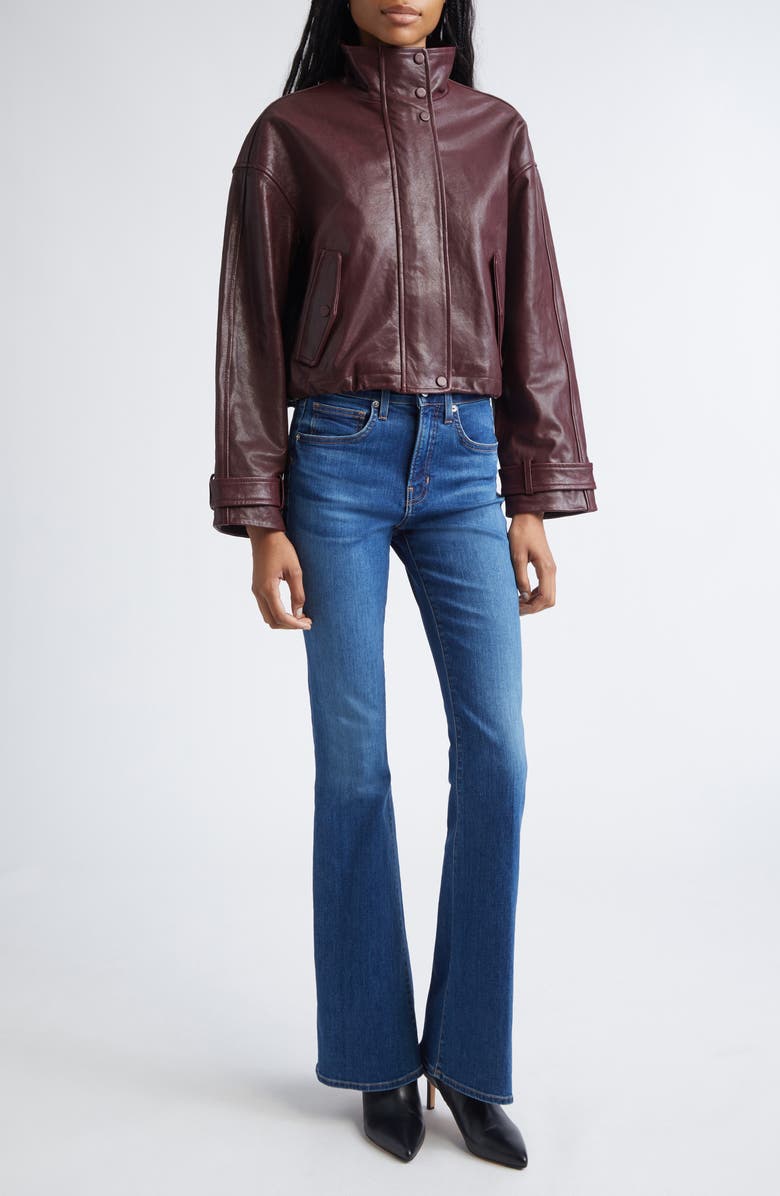 Veronica Beard Bateman Leather Jacket, Alternate, color, Raisin