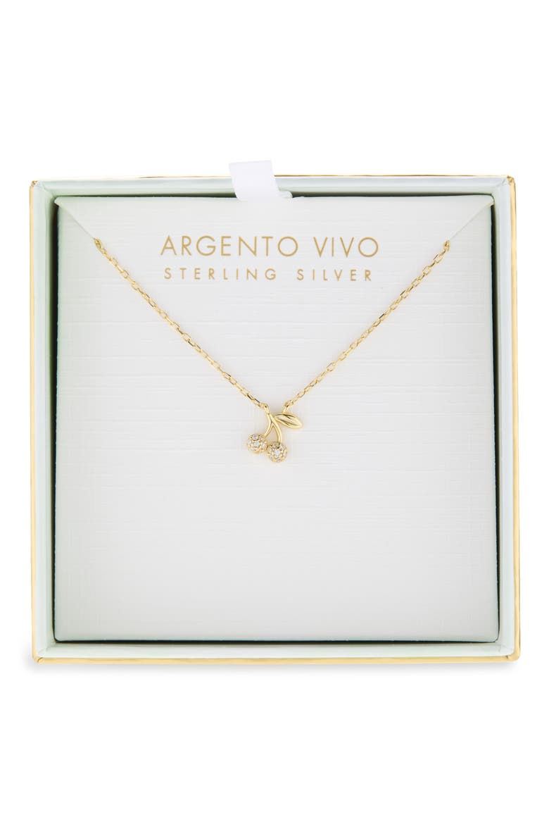 Pav Cherry Pendant Necklace, Main, color, GOLD