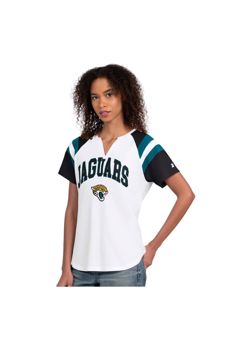 Women's Starter  White Jacksonville Jaguars Game On Notch Neck T-Shirt, Main, color, White
