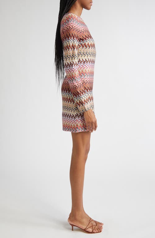 Missoni Metallic Zigzag Long Sleeve Knit Minidress
