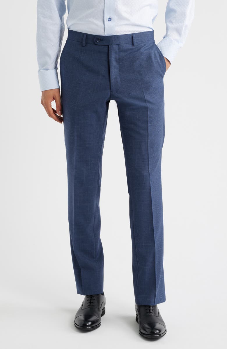 John Varvatos Bleecker Blue Microcheck Wool Blend Suit, Alternate, color, Blue