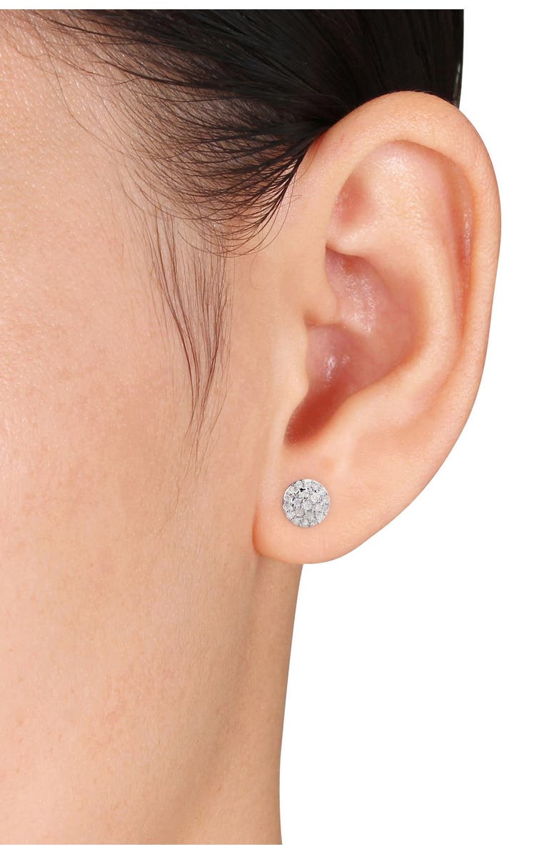DELMAR Sterling Silver Diamond Earrings - 0.25 ctw, Alternate, color, Silver