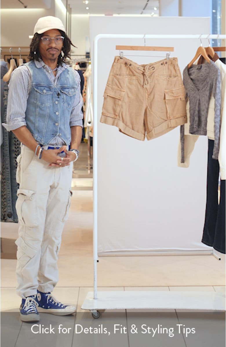 Frankie Low Rise Roll Hem Cargo Shorts, sales video thumbnail