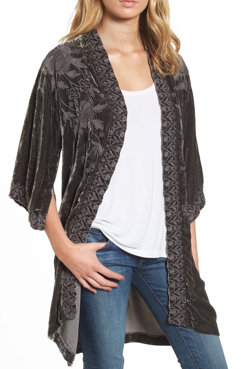 Johnny Was Parina Embroidered Velvet Kimono, Main, color, 