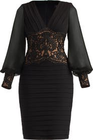 Tadashi Shoji Soutache Detail Long Sleeve Cocktail Dress
