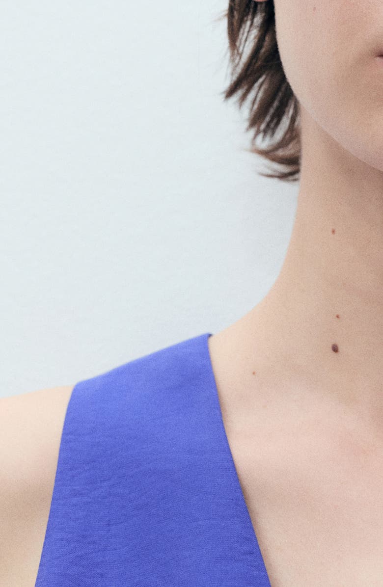 MANGO Deep V-Neck Peplum Top, Alternate, color, Blue