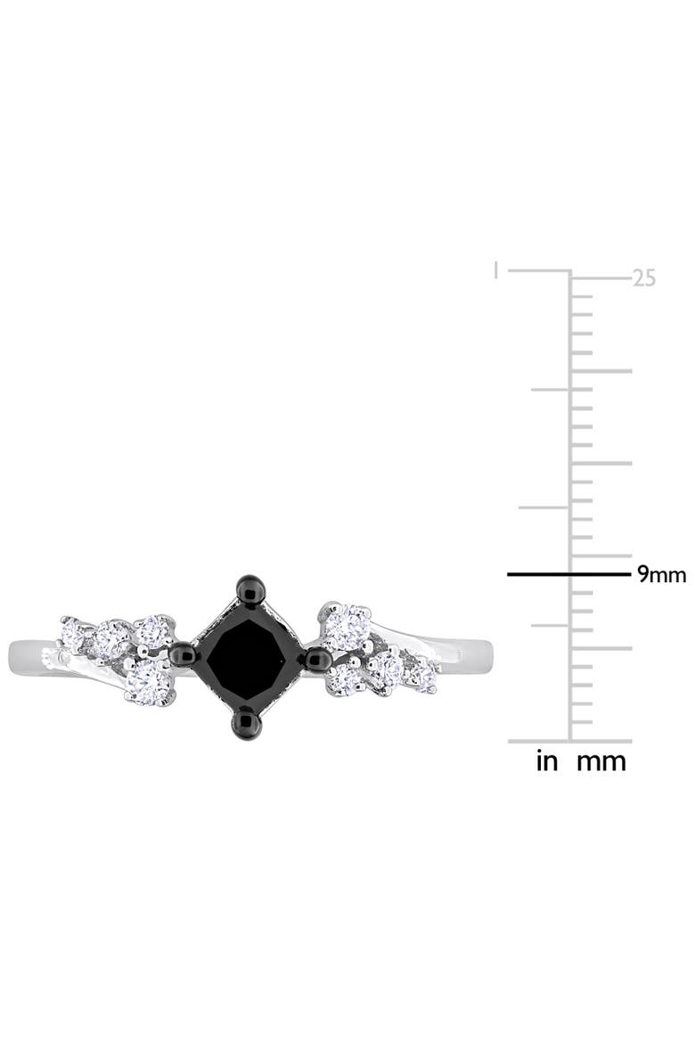 Black & White Diamond Princess-Cut Cluster Ring 14k, Alternate, color, 14k White Gold
