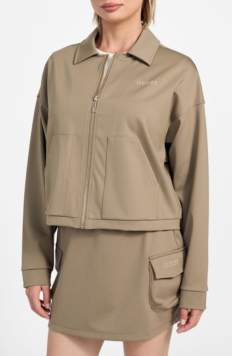 GUESS Carla Stretch Nylon Zip Jacket, Alternate, color,