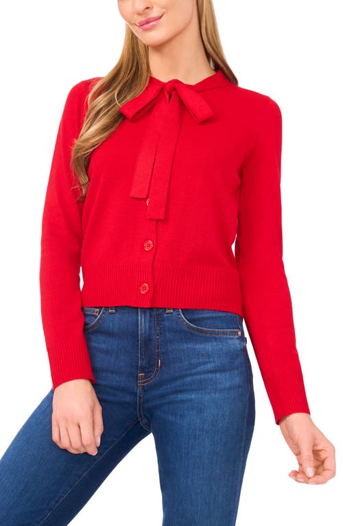 Cece Tie Neck Cardigan In Red