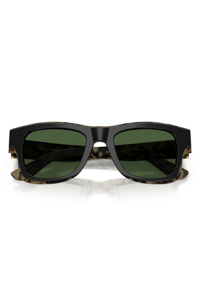 Dolce&Gabbana 52mm Square Sunglasses, Alternate, color, Black On Yellow Havana / Green