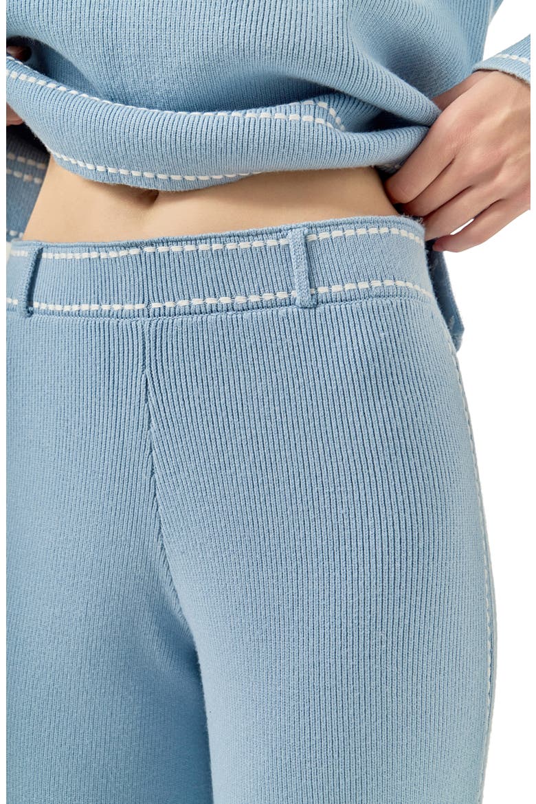 Stitch Detail Wide Leg Knit Pants, Alternate, color, SLATE BLUE