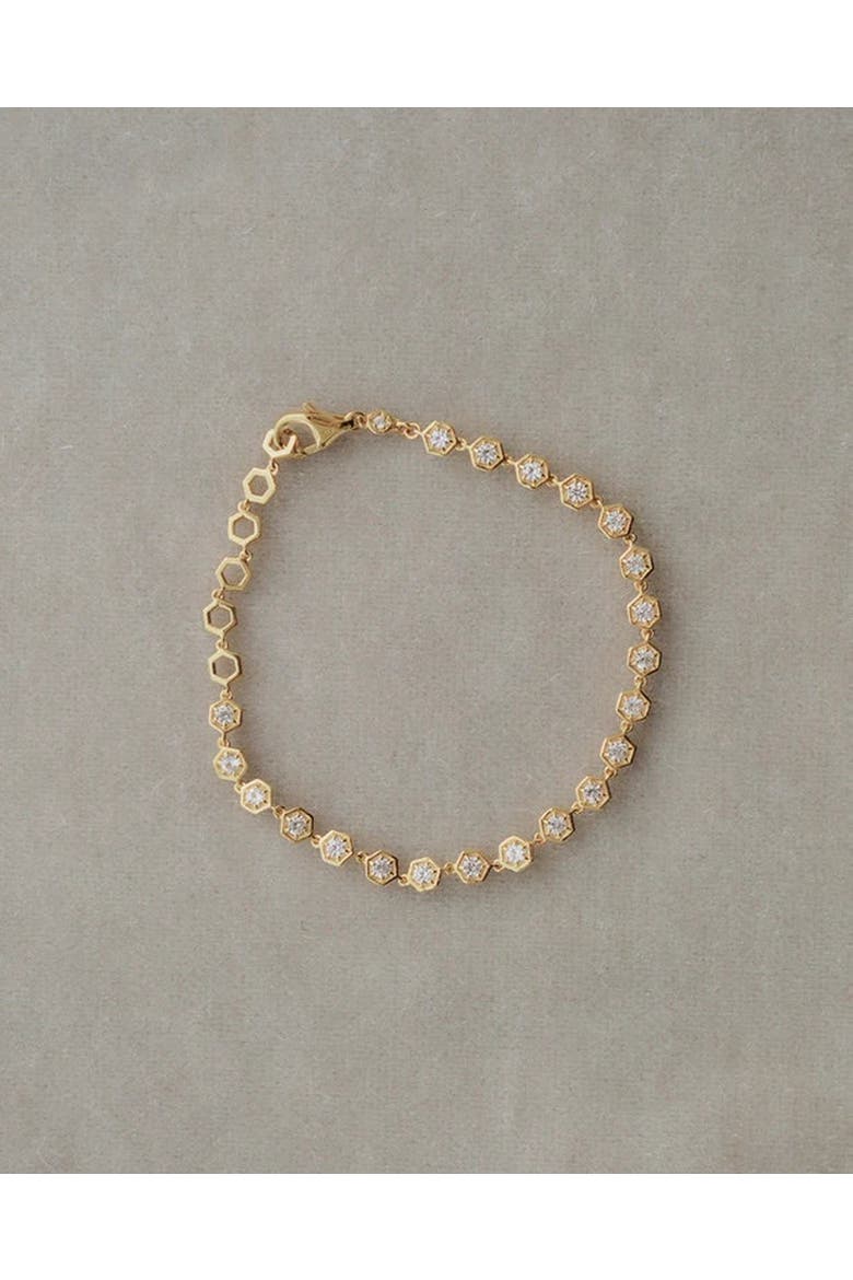 Gold White Sapphire Deco Tennis Bracelet, Alternate, color, White Sapphire
