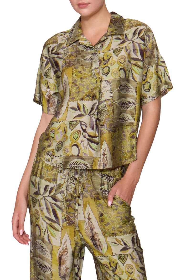 Easy Woven Pullover Shirt, Main, color, GREEN MULTI ABSTRACT