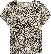 AK ANNE KLEIN Leopard Print Tulip Sleeve Top