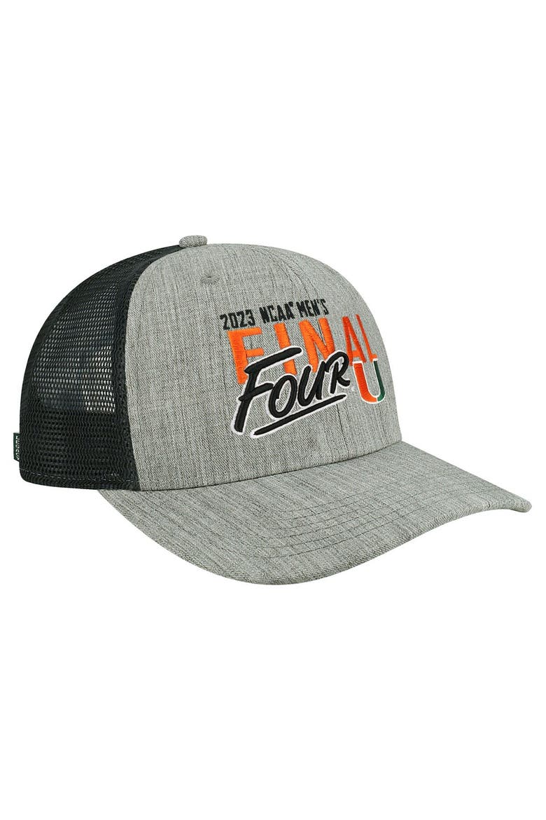 Heather Gray Miami Hurricanes 2023 NCAA Men's Basketball Tournament March Madness Final Four Trucker Adjustable Hat, Main, color, Heather Gray