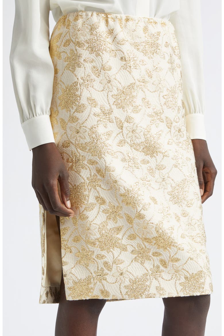Brocade Pencil Skirt, Alternate, color, IVOIRE OR