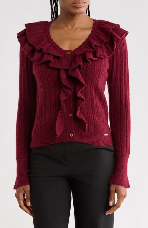 Pointelle Ruffle Cardigan