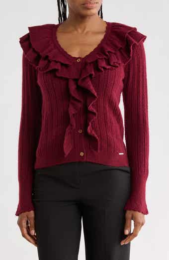 Pointelle Ruffle Cardigan