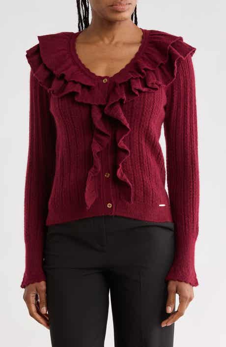 Pointelle Ruffle Cardigan