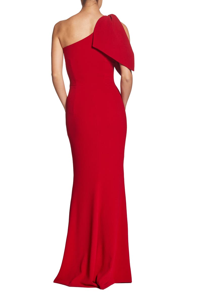Georgina One-Shoulder Crepe Gown, Alternate, color, GARNET